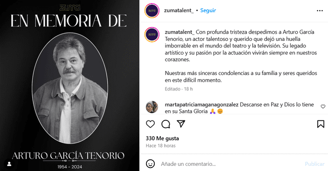  Arturo García Tenorio fallece a los 70 años. 