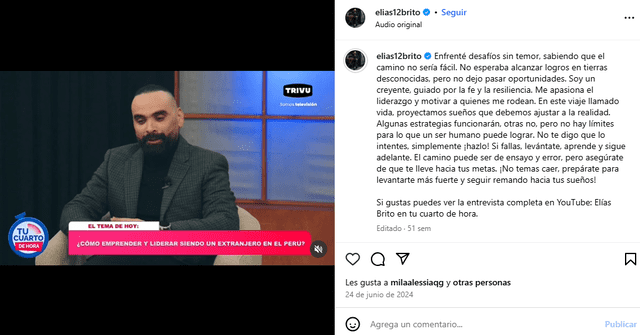 Elías Brito, hombre que aparece con Ana Siucho. Elías Brito, hombre que aparece con Ana Siucho.