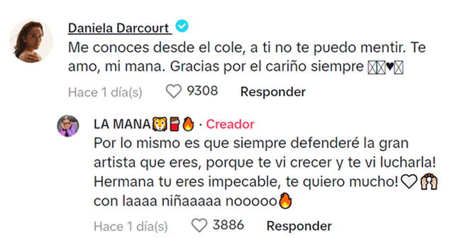 Daniela Darcort respaldó a 'La Mana'.  