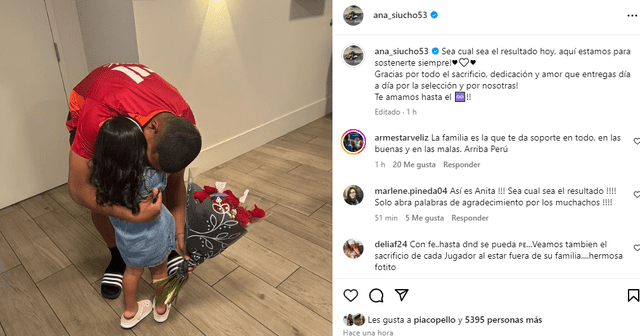 <em>Ana Siucho le da su apoyo a Edison Flores. Captura: Instagram </em>   