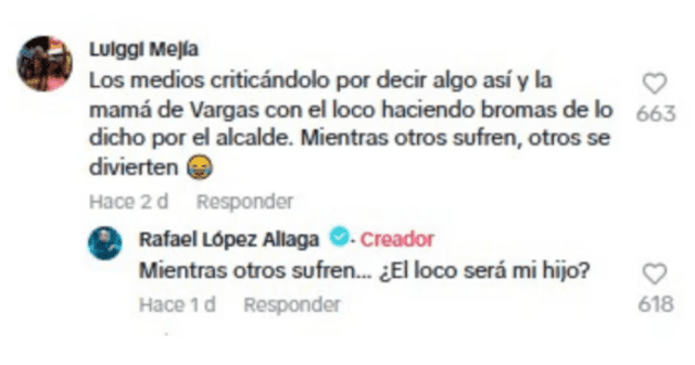 Rafael López Aliaga le responde a la madre de Juan Manuel Vargas Rafael López Aliaga le responde a la madre de Juan Manuel Vargas