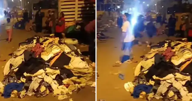 Donaciones de ropa son abandonadas en plena vía pública.