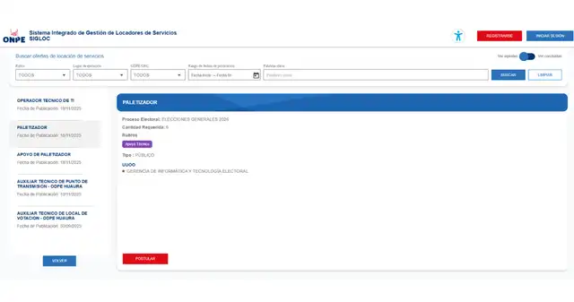 Responsable de local de votación (Paletizador) - ODPE Huaura. Responsable de local de votación (Paletizador) - ODPE Huaura.