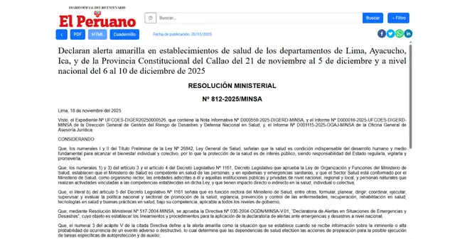 ¿Por qué MINSA declaró alerta amarilla en los hospitales a nivel nacional? ¿Por qué MINSA declaró alerta amarilla en los hospitales a nivel nacional?