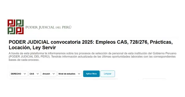 Poder Judicial lanza convocatoria laboral para diciembre 2025.