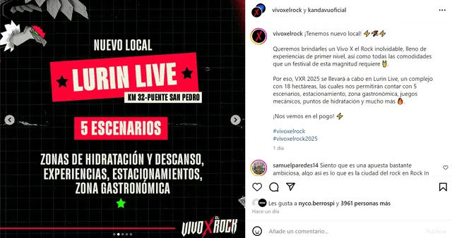 <em>Vivo X el Rock 2025 informa de su cambio. Captura: Instagram</em>   