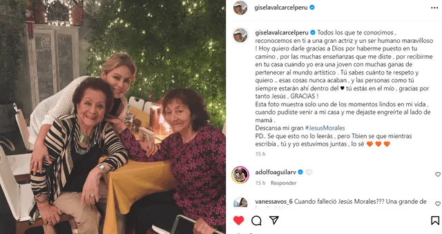 Gisela Valcárcel conmovida con fallecimiento de Jesús Morales.  