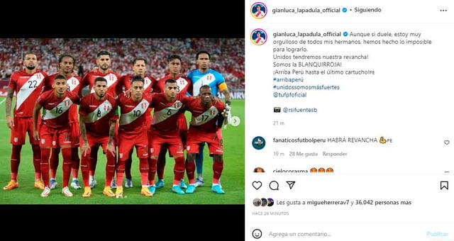 El mensaje de Gianluca Lapadula en redes sociales. / FUENTE: Instagram.   