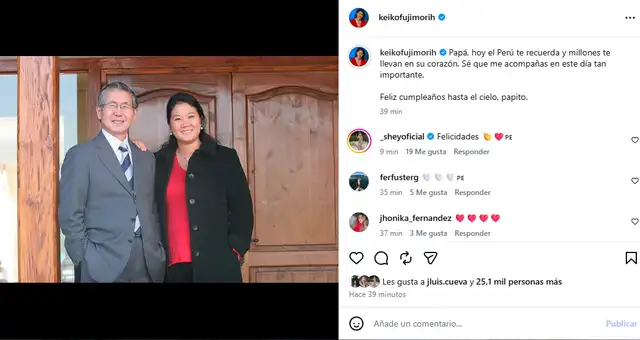 Keiko Fujimori celebra el cumpleaños de Alberto Fujimori A HORAS de juramentar y le dedica EMOTIVO mensaje.