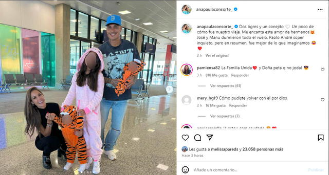 Ana Paula Consorte y sus emotivas fotografías con sus hijos al llegar al Perú con Paolo Guerrero.