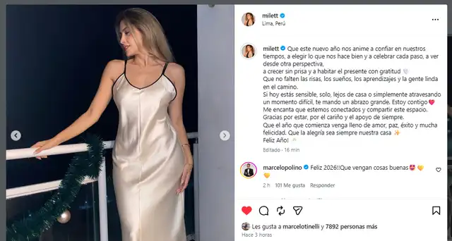 Millet envía emotivo mensaje tras no celebrar Año Nuevo junto a Tinelli. Foto: Instagram.   