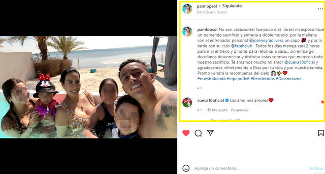 El mensaje de Pamela López. - FUENTE: Instagram. 