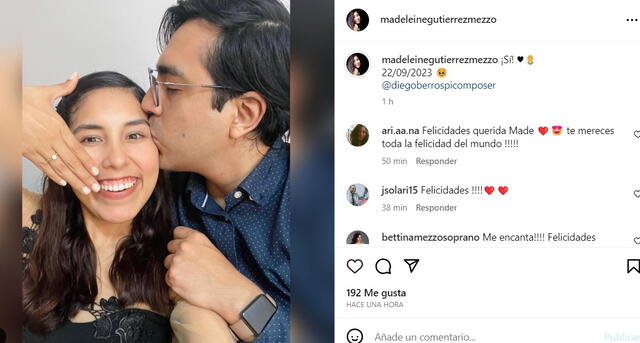 Madeleine Gutiérrez su novio Diego Berrospi.