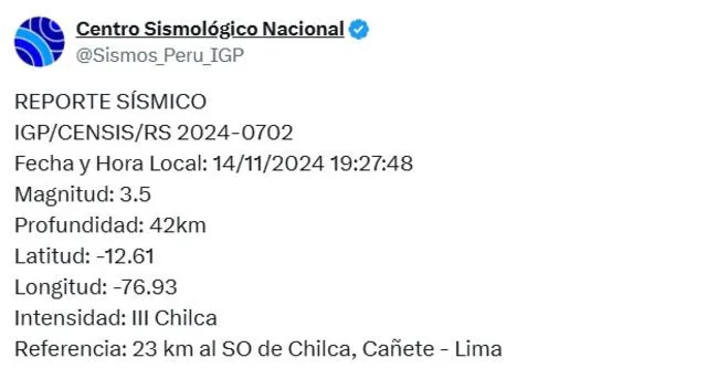 IGP informó del sismo a través de sus redes sociales  