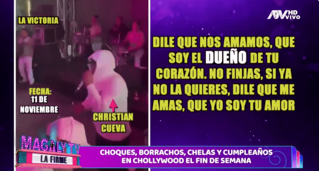 Christian Cueva es invitado al escenario y canta. Christian Cueva es invitado al escenario y canta.