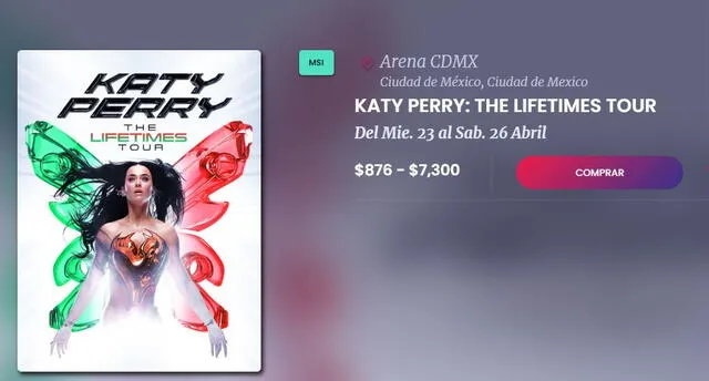  Venta de entradas para Katty Perry en CDMX 