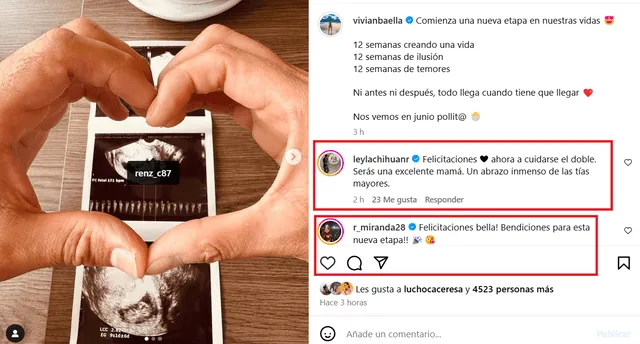 Vivian Baella está embarazada y tiene 12 semanas.  