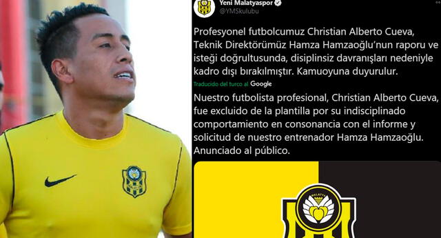 Malatyaspor separó de su equipo a Christian Cueva: La razón de su última indisciplina El Popular