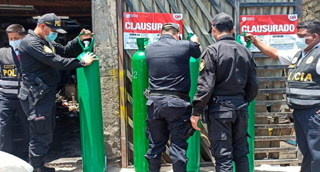 SJM: intervienen almacén clandestino de balones de oxígeno El Popular