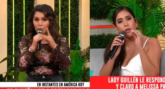 Lady Guillén y Melissa Paredes discuten en vivo en América hoy.