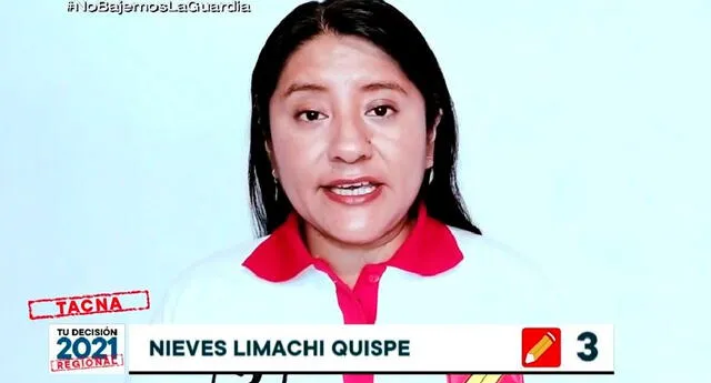 Nieves Esmeralda Limachi Quispe, de 39 años, postuló sin éxito al Congreso de la República por la región Tacna en las Elecciones Generales 2021.