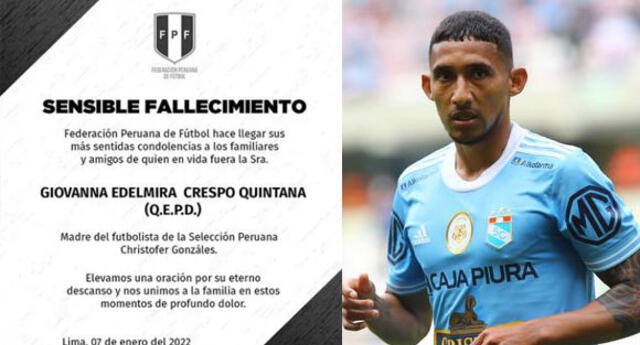 FPF y Sporting Cristal se pronunciaron tras muerte de madre del jugador.