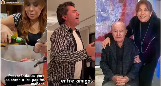 Magaly Medina celebra el Día del Padre junto a su padre y Alfredo Zambrano.