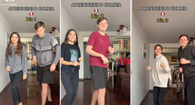 TikTok viral: Peruana le enseña a bailar cumbia a su pareja de . y  resultado final causa sensación en redes sociales, video | El Popular