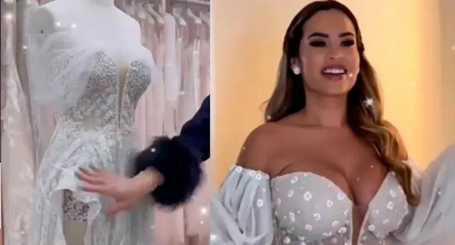 Ethel Pozo lució vestido de novia de diseñador.