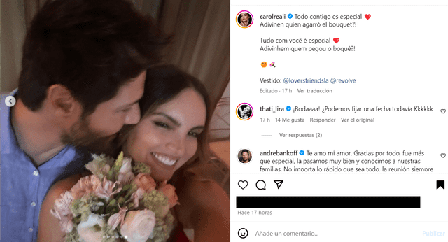 Carol Reali logró coger en bouquet en boda a la que asistió con Andre Bankoff.