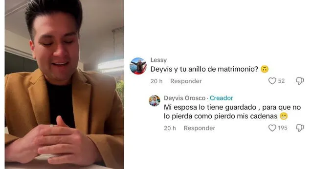 Deyvis Orosco responde por qué no usa su anillo de casado. Fuente: TikTok.