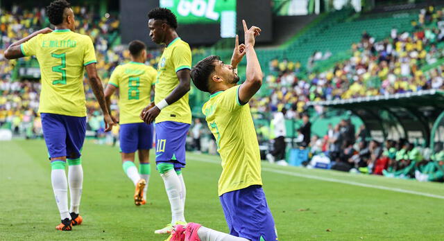  Lucas Paquetá celebrando su gol ante Senegal por amistoso internacional. (Fuente:GLR)    