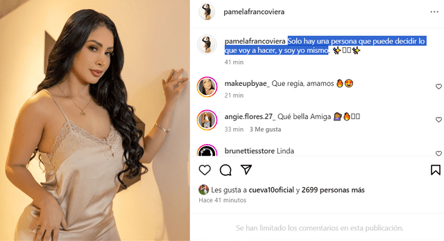 <em>Christian Cueva no dudó en reaccionar a post de Pamela Franco, donde luce sensual. Captura: Instagram</em>   