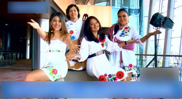 Dina Páucar y sus tres hijos Alejandro, Jackeline y Diana. Foto: Captura ATV   