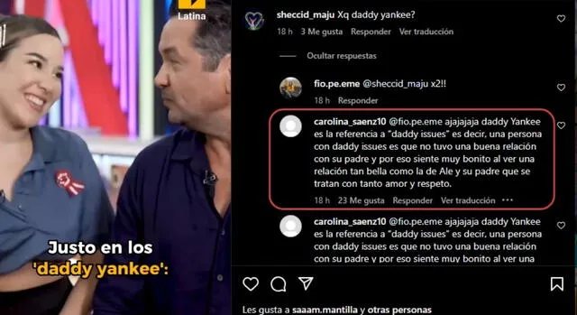  Usuarios llaman la atención con término 'daddy yankee' en la relación de Ale Fuller y su papá. Fuente: Instagram. 