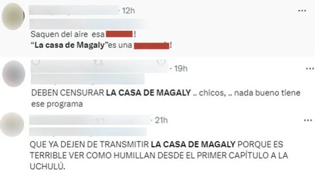 Comentarios de usuarios que piden la cancelación de La Casa de Magaly