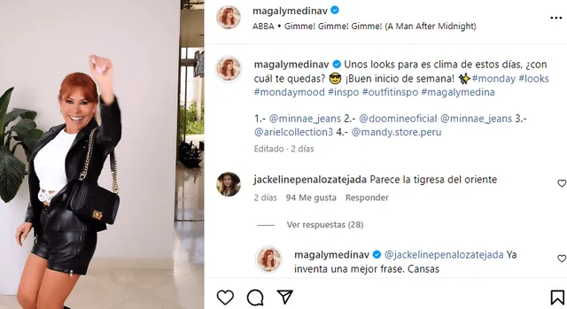 <em> Magaly Medina se molestó ante inesperada comparación. Captura: Instagram</em>   