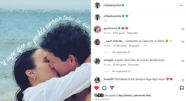 Érika Villalobos se muestra más enamorada que nunca de Erik Zapata.  