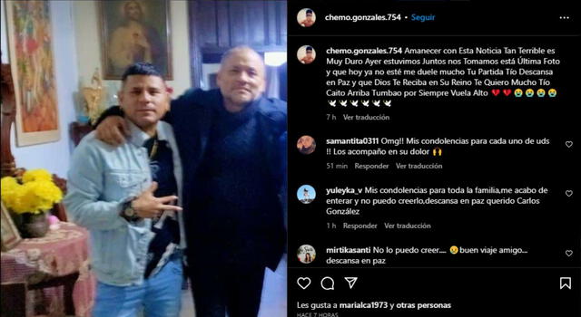  Así se dio a conocer la muerte de Carlos Gonzáles. Fuente: Instagram.   