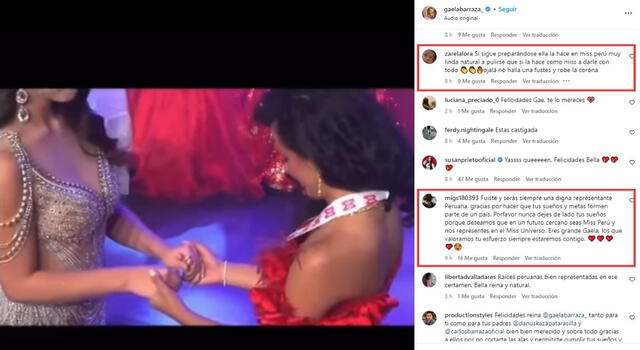  Usuarios apoyan a Gaela Barraza rumbo al "Miss Perú". Fuente: Instagram.   