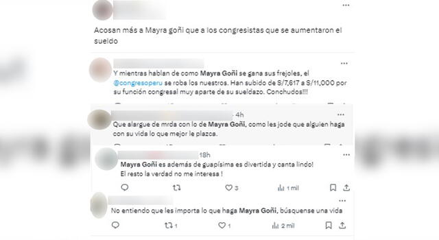 Mayra Goñi fue defendida por usuarios.  