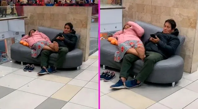  La pareja durmió plácidamente en el sillón.   