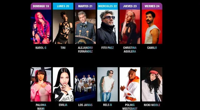 Artistas que se presentará en Viña del mar 2023. Foto: Instagram   