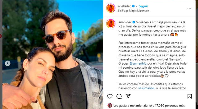 Anahí de Cárdenas en Instagram junto a su esposo Elías Maya.   