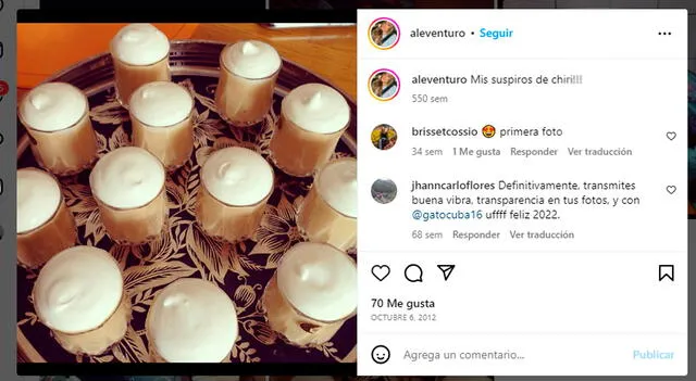 Los primeros postres de Ale Venturo - Instagram.   