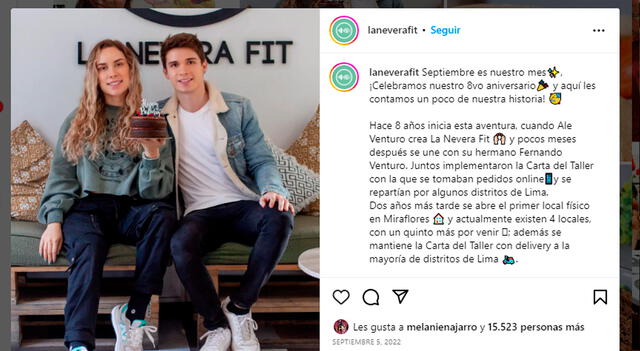 Ale Venturo y su hermano Fernando Venturo, fundadores de "La Nevera Fit" - Instagram.   