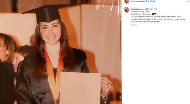  Jessica Tapia se graduó en la Universidad de Lima. Foto: Instagram   