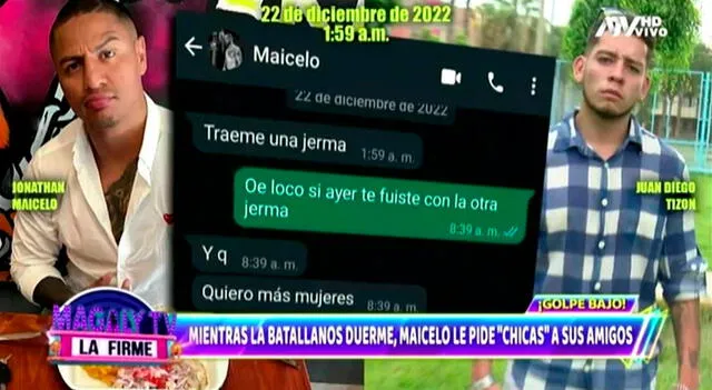  Jonathan Maicelo le pedía a extrabajadores llevarle mujeres. Foto: Captura Magaly TV La Firme 