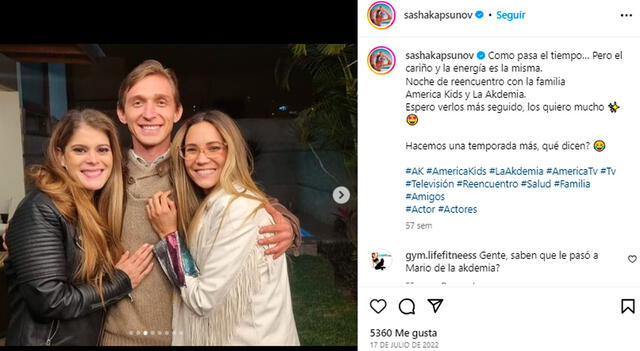  Sasha Kapsunov y sus excompañeras de América Kids - Instagram.   