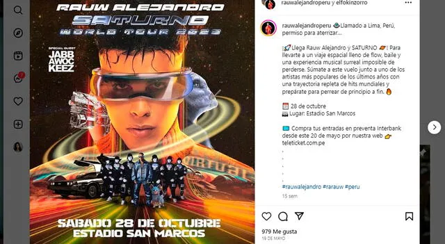 Instagram fans de Rauw Alejandro.   
